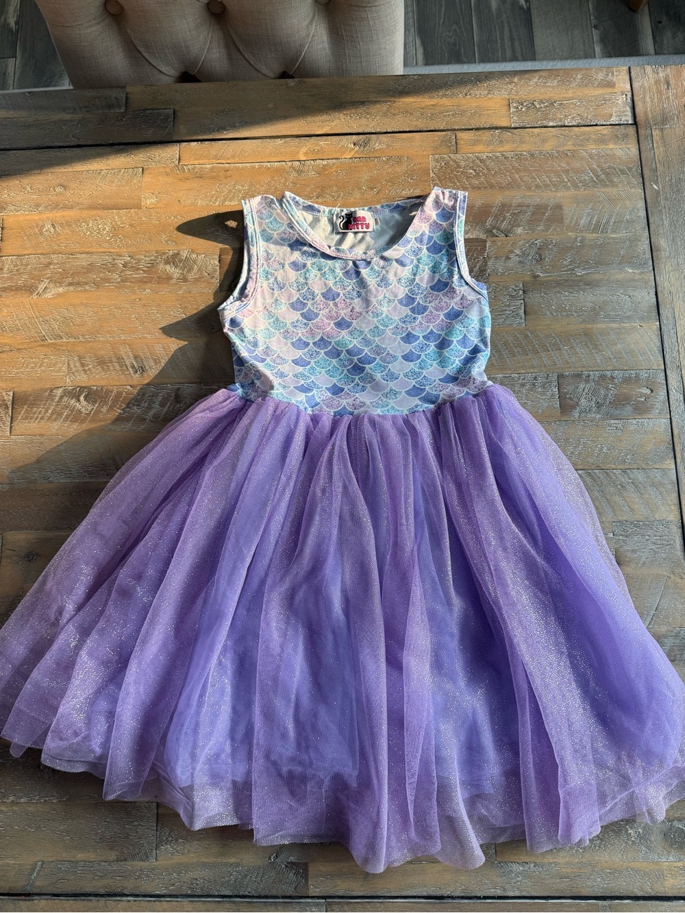 Little Me Purple Tulle Mermaid-Print Girls' Dress